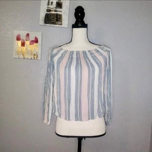 Aeropostale Cape Juby striped long sleeve crop top